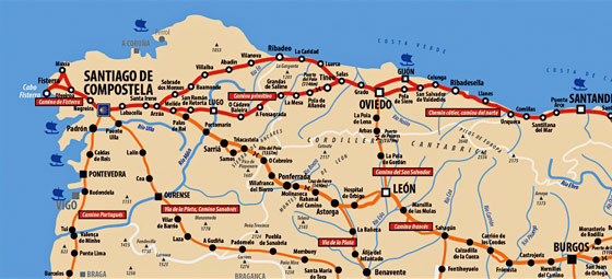 map of Camino De Santiago